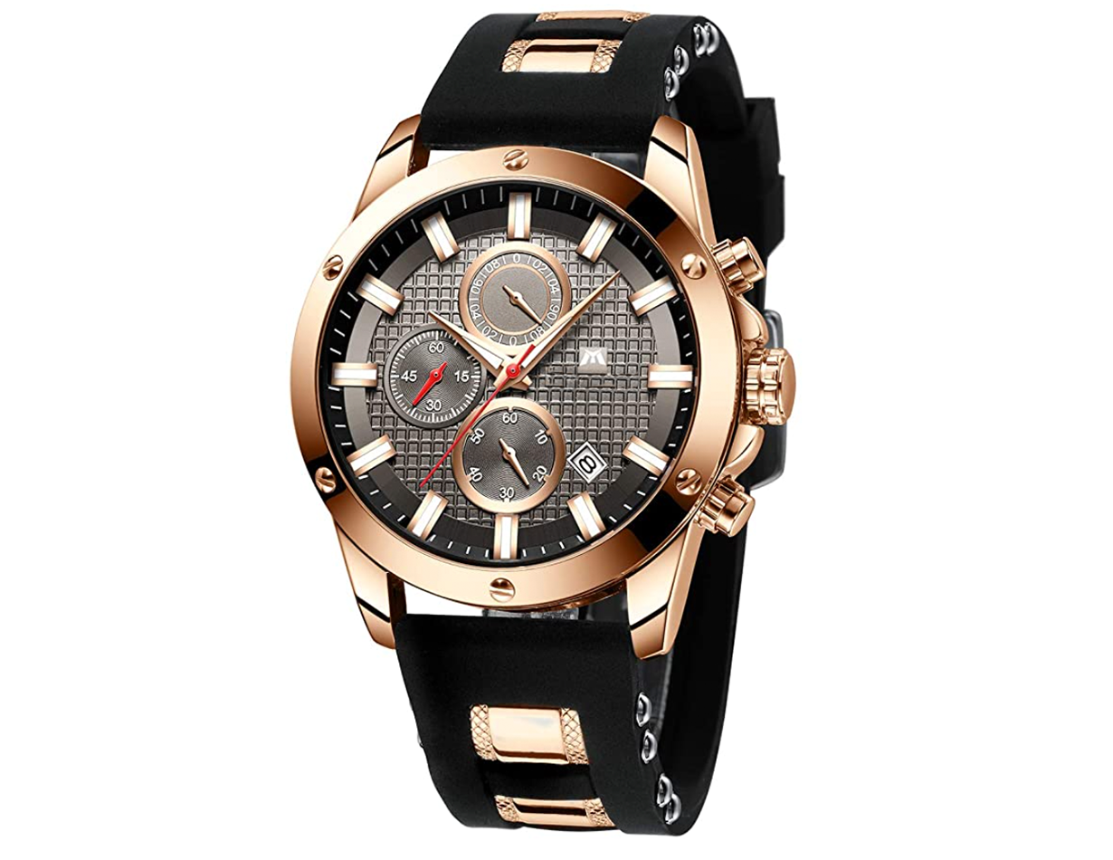 Reloj quartz impermeable Negro & Oro